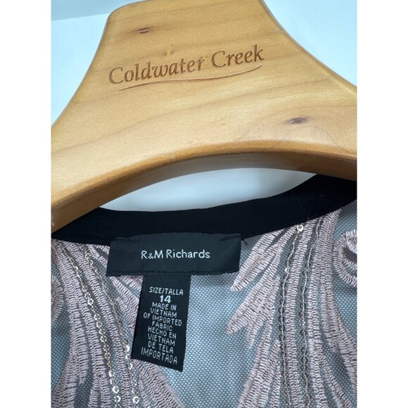 R&M Richards Womens 3-Piece Sequined Embroidered Pantsuit Size 14 Evening New - Picture 4 of 11